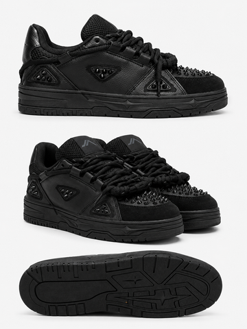 All-Black Studded Low-Top Sneaker