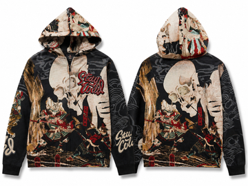 Street Cult Samurai Skull Zip-Up Hoodie