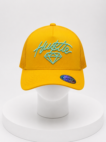 Hustle Diamond Trucker Hat – Gold