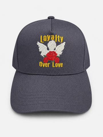Loyalty Over Love Snapback – Charcoal Gray Embroidered Cap