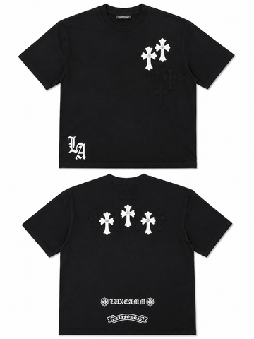 Luxury Black Cross Graphic T-Shirt