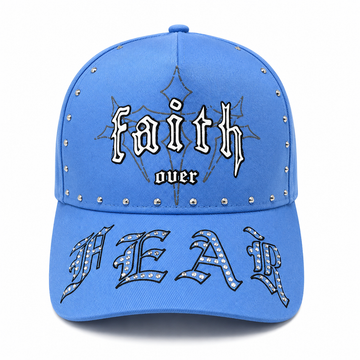 Faith Over Fear Studded Cap – Sky Blue