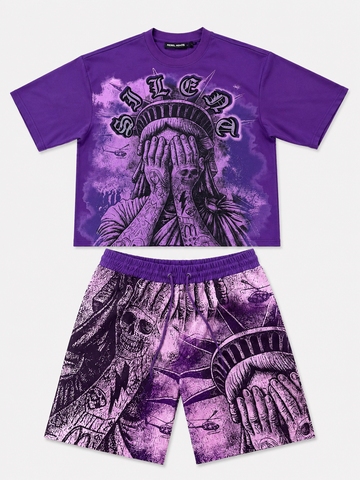 Rebel Minds Purple Graphic Short Set