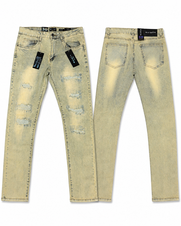 Waimea Men’s Distressed Skinny Jeans – Light Vintage Wash